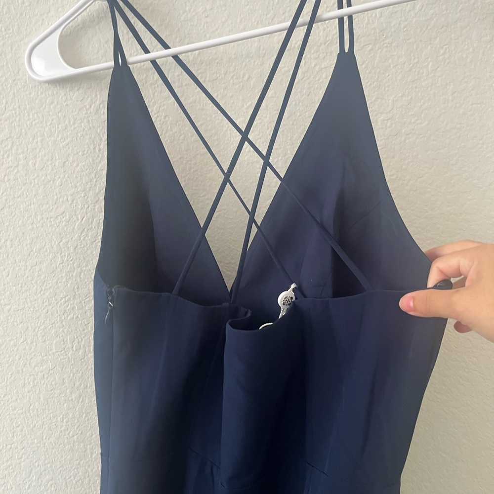 NWT Wayf Navy Blue Scrappy Hayden Dress Size Small Maxi Slit‎ - Picture 8 of 10